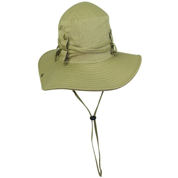 Safari Style Cotton Hat With Chin Cord & Side Snaps - Picture 9 of 9